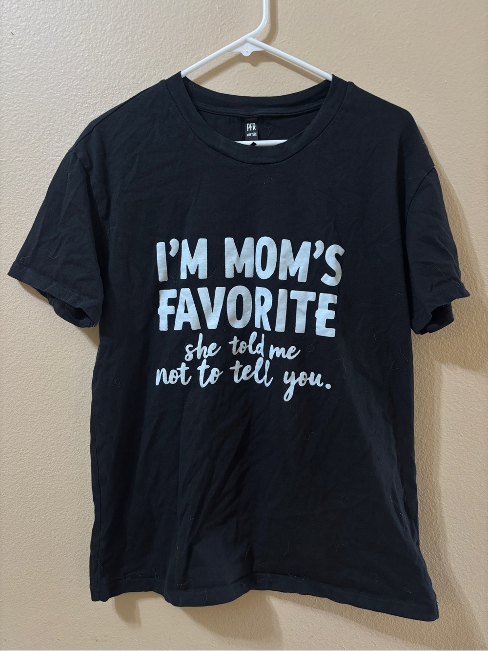 PFR New York Large Black Cotton Jersey Crew Neck Graphic Quote T-Shirt Moms Fav